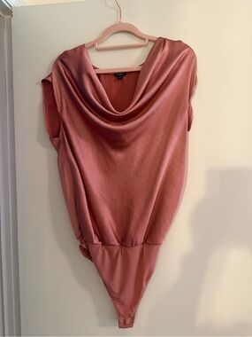 Express Pink Satin Bodysuit with Cowl Detail